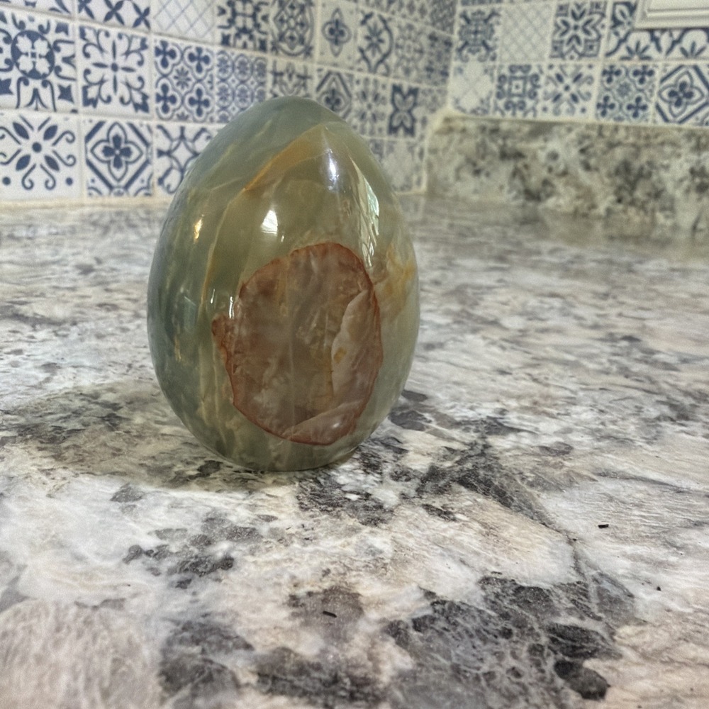 Lemurian Aquatine Blue Calcite Egg From Argentina - 2.25"